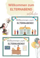 Vorschau - Poster - Willkommen zum ELTERNABEND - Schild - Deckblatt