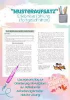 Vorschau - Arbeitsblätter - "Musteraufsatz": Erlebniserzählung (fortgeschritten) - Deckblatt
