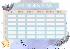 Vorschau - Mal- und Bastelvorlagen - Stundenplan für die Fledermausklasse - Seite 1