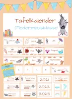 Vorschau - Mal- und Bastelvorlagen - Kalender- Tafelkalender + Wetteranzeige für die Fledermausklasse - Deckblatt