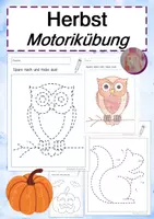 Vorschau - Mal- und Bastelvorlagen - Motorikübung: Nachspuren und ausmalen im Herbst - Deckblatt