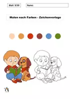 Vorschau - Mal- und Bastelvorlagen - 30 differenzierte PDF-Zeichenvorlagen Malen nach Farben (1) + 3 Bonusmaterial - Deckblatt