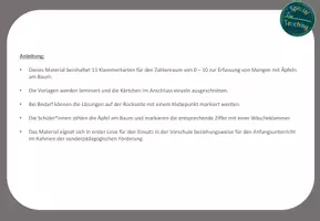 Vorschau - Fördermaterial/Inklusion - Klammerkarten: ZR 10 / Äpfel zählen - Seite 1