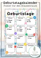 Vorschau - Poster - Geburtstagskalender - Classroom Management FrauCuppaTea - Deckblatt
