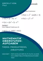 Vorschau - Arbeitsblätter - Mathematik Aufgaben Produktregel (Ableitung) - Deckblatt