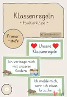 Vorschau - Bildkarten - Klassenregeln - Faultierklasse - Deckblatt