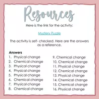 Vista previa - Juegos / Gamificación - Physical and Chemical Changes Mystery Puzzle - página 2