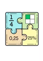 Vista previa - Tarjetas / Manipulativos - Puzles fracción-decimal-porcentaje - página 1