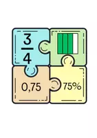 Vista previa - Tarjetas / Manipulativos - Puzles fracción-decimal-porcentaje - página 2