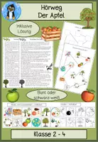 Vorschau - Arbeitsblätter - Apfel Hörweg Sachunterricht, Äpfel Sachtext, Hörverstehen, Hörverständnis Herbst - Deckblatt