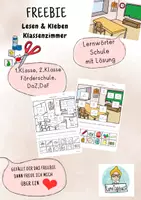 Vorschau - Arbeitsblätter - Kostenlos. Lesen-Schneiden-Kleben Schule. Lernwörter, Lesetraining, Leseanfänger, 1.Klasse - Deckblatt