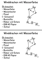 Vorschau - Stundenentwürfe - Winddrachen mit Wasserfarbe, Kunst Grundschule - Seite 1
