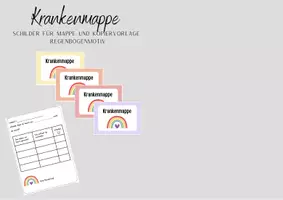 Vorschau - Anderer Materialtyp - Krankenmappe - Schilder und Kopiervorlage (Regenbogenmotiv) - Deckblatt