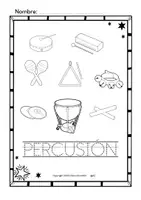 Vista previa - Hojas de trabajo - Trazar y Colorear Instrumentos de la Familia de Percusión - página 2