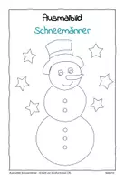 Vorschau - Mal- und Bastelvorlagen - Ausmalbild Winter: Schneemänner - Deckblatt
