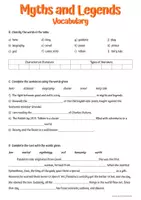 Vorschau - Arbeitsblätter - Myths and Legends, Vocabulary Worksheet - Seite 1
