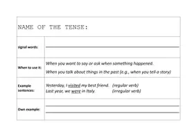 Vorschau - Arbeitsblätter - Tenses game - Deckblatt