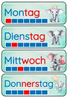 Vorschau - Poster - Wochentage für deine Elefantenklasse mit Balken - Seite 1
