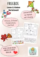Vorschau - Arbeitsblätter - Kostenlos Lesen, Schneiden, Kleben Herbst. Lernwörter, Lesetraining 1.Klasse - Deckblatt
