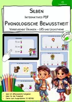 Vorschau - Stationenlernen - Phonologische Bewusstheit - Silben - interaktives PDF - Deckblatt