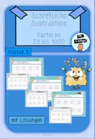 Vorschau - Aufgabenkarten - schriftliche Subtraktion Kartei ZR 1000 - Deckblatt