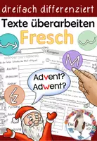 Vorschau - Unterrichtsreihen - Weihnachten - Texte und Wörter überarbeiten mit Rechtschreibstrategien & Fresch - dreifach differenziert - Deckblatt