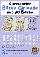 Vorschau - Mal- und Bastelvorlagen - Klassentier Girlande "Bären" für die Bärenklasse, zum Ausmalen - Deckblatt