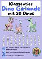 Vorschau - Mal- und Bastelvorlagen - Klassentier Girlande "Dinos" für die Dinoklasse, zum Ausmalen - Deckblatt