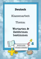Vorschau - Klassenarbeiten - Wortarten & Zeitformen bestimmen - Klassenarbeit - Deckblatt