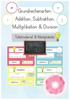 Vorschau - Poster - Grundrechenarten Addition, Subtraktion, Multiplikation und Division Tafelmaterial und Merk-Plakate - Deckblatt