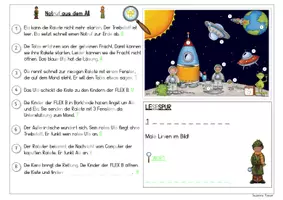 Vorschau - Arbeitsblätter - Weltall Lesespurgeschichte - Seite 1