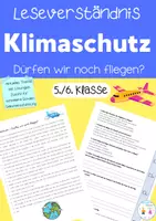Vorschau - Stationenlernen - Leseverstehen - Klimaschutz, dürfen wir noch fliegen (inkl. Lösungen) - Deckblatt