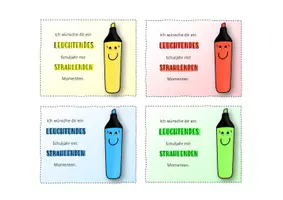 Vorschau - Bildkarten - Geschenk zum Schuljahresbeginn/Willkommensgruß: Textmarker/Highlighter - Seite 1