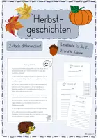 Vorschau - Arbeitsblätter - Herbstgeschichten - Lesen (Textverständnis) - Deckblatt