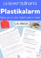 Vorschau - Stationenlernen - Leseverstehen- Plastikalarm im Ozean, inkl. Lösungen - Deckblatt