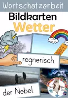 Vorschau - Präsentationen/Tafelbilder - Das Wetter - Bildkarten & Wortkarten in 2 Versionen - Deckblatt