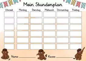 Vorschau - Lehrpläne/Lehrermaterial - Mammut Stundenplan für die Mammutklasse - 3 Vorlagen - Seite 1