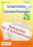 Vorschau - Lehrpläne/Lehrermaterial - digitale Unterrichtsbeobachtungen - 1. Klasse - Testversion - Deckblatt