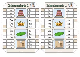 Vorschau - Aufgabenkarten - Lesekarten Silben (Klammerkarten Set 2) - Seite 3