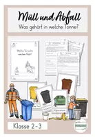 Vorschau - Stundenentwürfe - Müll / Abfall Was gehört in welche Tonne -Kleine Lesetexte mit Fragen + Poster - Deckblatt