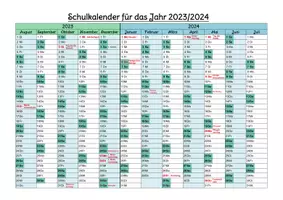Vorschau - Poster - Schulkalender / Schul-Jahreskalender (editierbar, auch als Jahresplanung oder fürs Klassenzimmer) - Seite 1