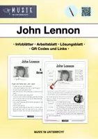 Vorschau - Arbeitsblätter - MUSIK John Lennon Biografie Arbeitsblatt mit Lösung und QR zu Ergänzungen - Deckblatt