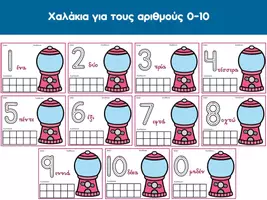 Προεπισκόπηση - Flashcards - Χαλάκια για τους αριθμούς 0 - 10 (Gumball machines) - Εξώφυλλο