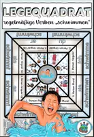 Vista previa - Hojas de trabajo - Laying square "schwimmen" formas verbales regulares - Alemán - Portada