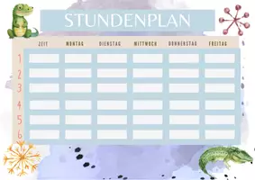 Vorschau - Mal- und Bastelvorlagen - Stundenplan für die Krokodilklasse - Seite 1
