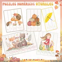 Vista previa - Refuerzo / NEE / Materiales de apoyo - EL OTOÑO - ABN: Puzzles numéricos. - Portada