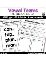 Vista previa - Hojas de trabajo - Vowel Teams - CVCe - Vowel Digraph - Worksheets Skills - Portada