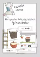 Vorschau - Arbeitsblätter - Äpfel und Apfelbaum im Herbst: Wortschatzheft und Wortspeicher - Deckblatt