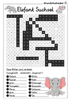 Vorschau - Arbeitsblätter - Elefant Suchsel - Buchstabengitter - Seite 2
