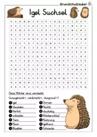Vorschau - Arbeitsblätter - Igel Suchsel - Buchstabengitter - Seite 1